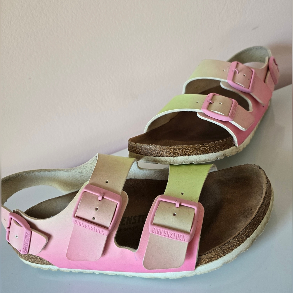 Birkenstock Milano VeganBirko-Flor - Candy Pink/Faded Lime Size EU41 US10